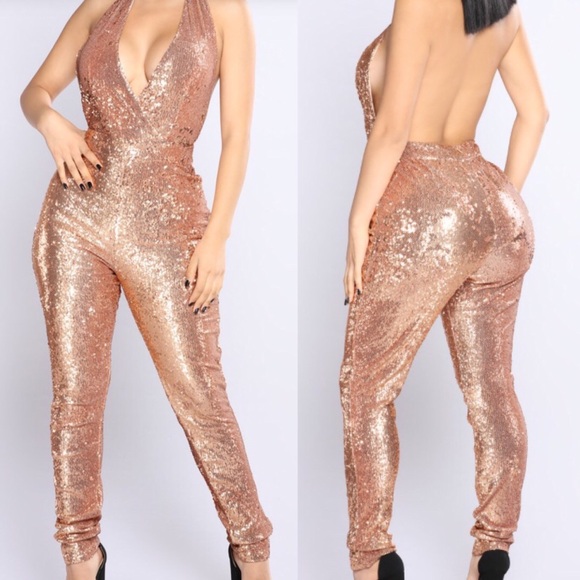 rose gold jumpsuit fashion nova